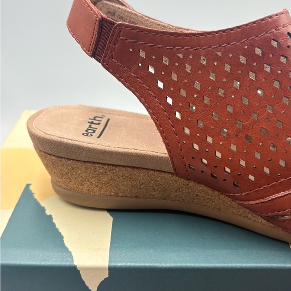 Earth Pisa Galli Terracotta Leather Wedge Sandals Slingback Women's 7W Wide - Picture 5 of 12